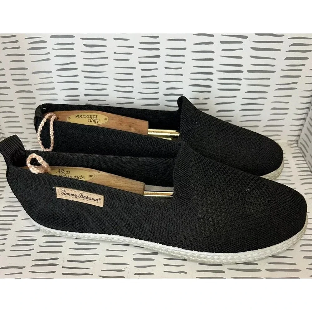 Tommy Bahama Womens Black Knit Slip On Espadrille Sneakers 7.5 Minimalist Travel